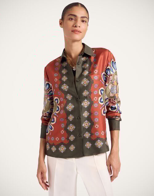 la doublej Boy Shirt Nucleus Placée Rust in Silk Twill