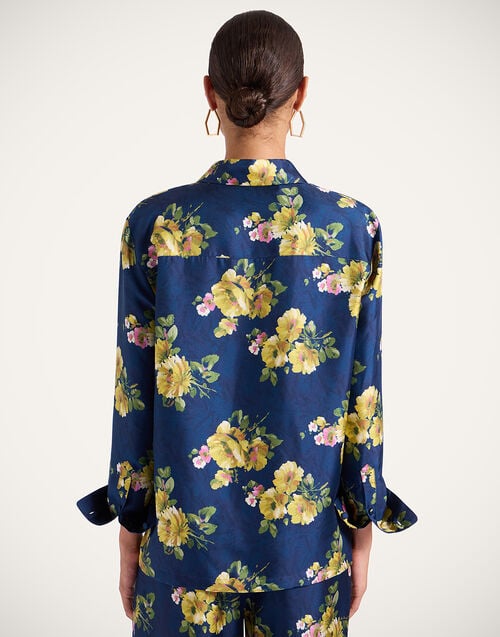 La Doublej Boy Shirt Riptide Midnight Blue In Silk Twill