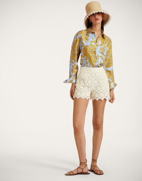 La Doublej Boy Shirt Tangle Light Blue In Silk Twill