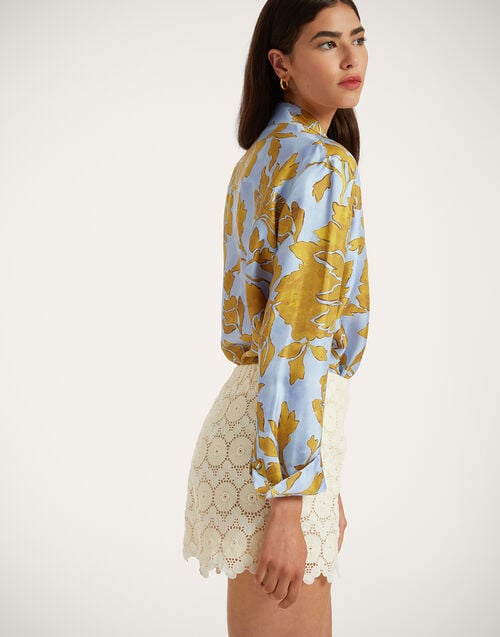 La Doublej Boy Shirt Tangle Light Blue In Silk Twill