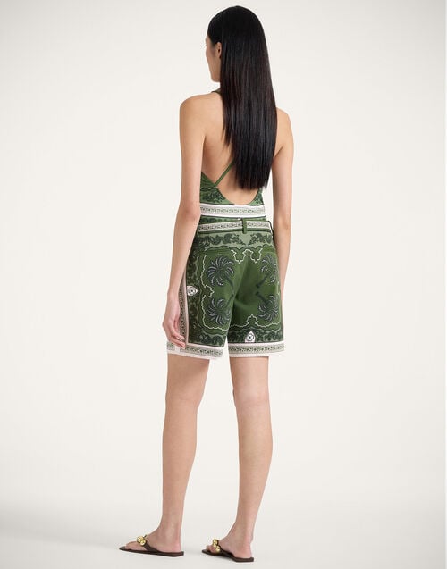La Doublej Boyfriend Shorts Mirage Placée Green In Cotton Drill