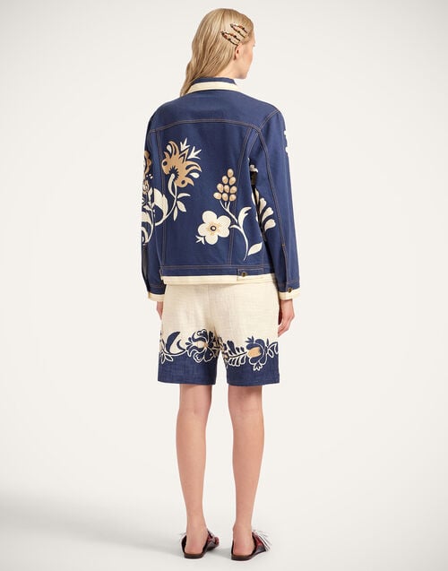 La Doublej Boyfriend Shorts Selva Placée Blue In Rustic Cotton