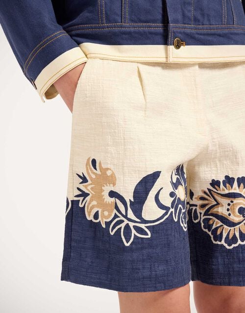 La Doublej Boyfriend Shorts Selva Placée Blue In Rustic Cotton