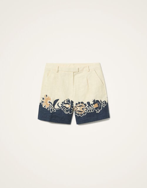 La Doublej Boyfriend Shorts Selva Placée Blue In Rustic Cotton