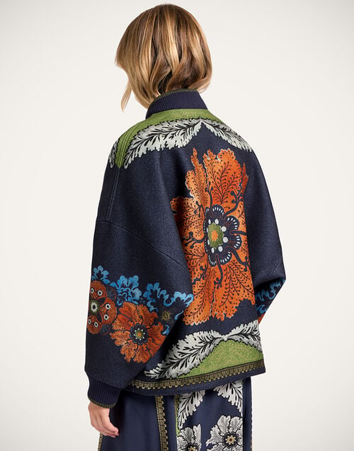 La Doublej Brooklyn Bomber Bounty Placée Navy In Baize Wool