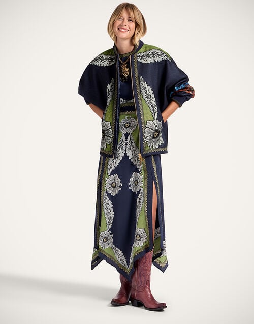La Doublej Brooklyn Bomber Bounty Placée Navy In Baize Wool