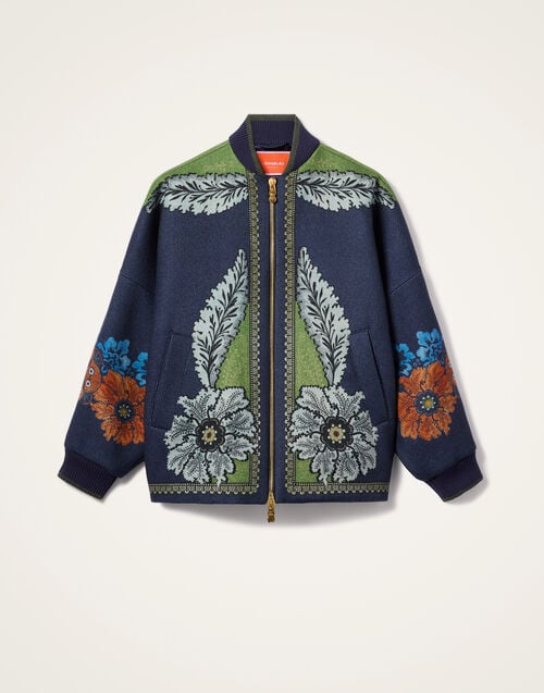 La Doublej Brooklyn Bomber Bounty Placée Navy In Baize Wool