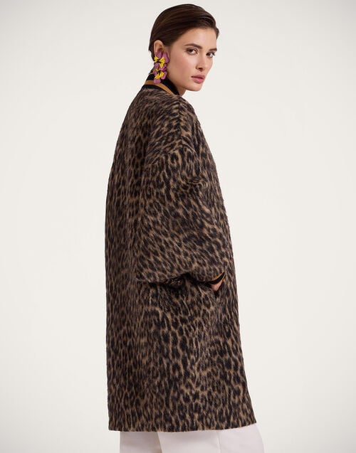 La Doublej Brooklyn Coat Cheetah Coating Light Beige In Wool