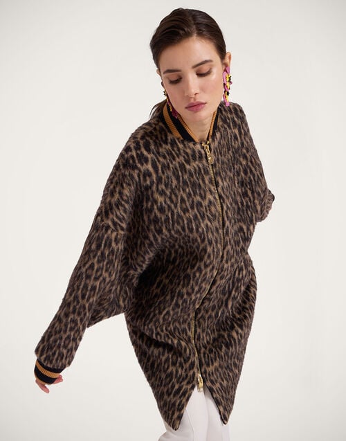 La Doublej Brooklyn Coat Cheetah Coating Light Beige In Wool