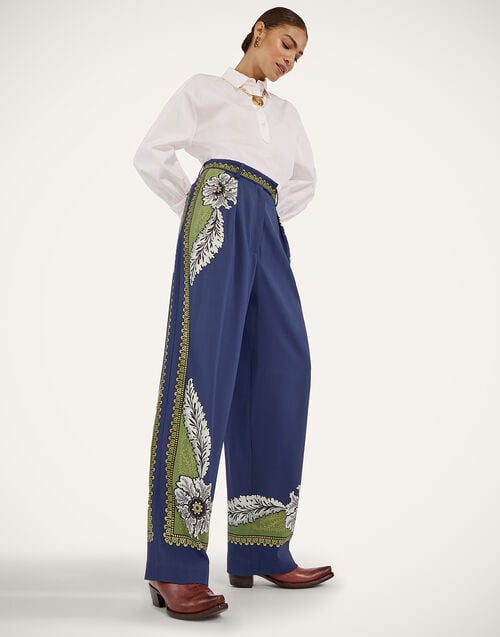 La Doublej Brooklyn Pants Bounty Placée Navy In Envers Satin