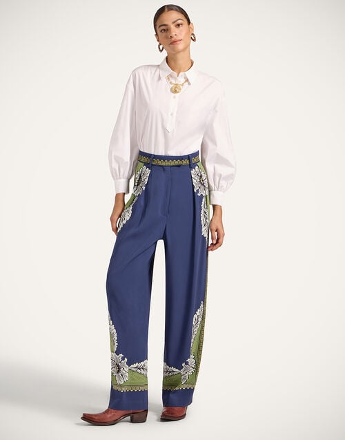 la doublej Brooklyn Pants Bounty Placée Navy in Envers Satin