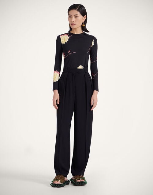 La Doublej Brooklyn Pants Solid Black In Sable Satin