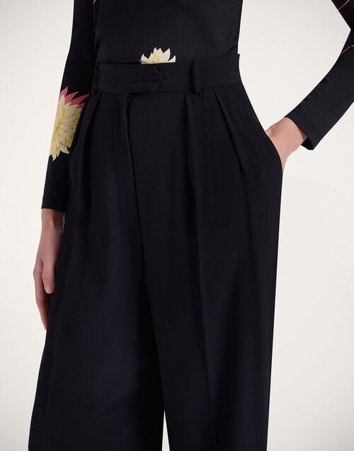 La Doublej Brooklyn Pants Solid Black In Sable Satin