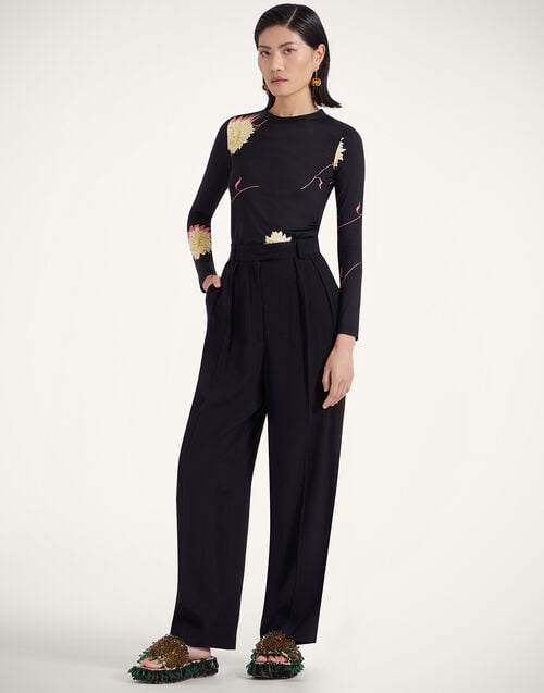 la doublej Brooklyn Pants Solid Black in Sable Satin