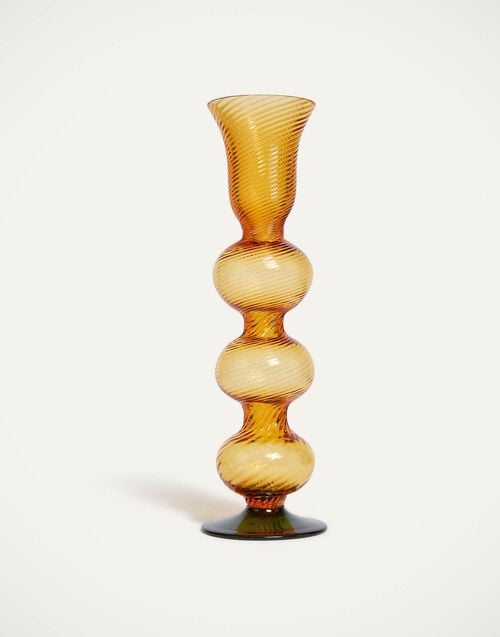la doublej Bubble Candle Stick Solid Amber in Murano Glass