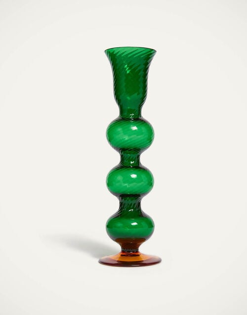 la doublej Bubble Candle Stick Solid Green in Murano Glass
