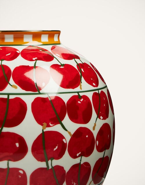La Doublej Bubble Vase Cherries Avorio In Porcelain