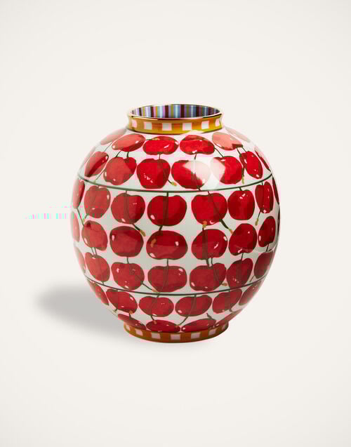 la doublej Bubble Vase Cherries Avorio in Porcelain