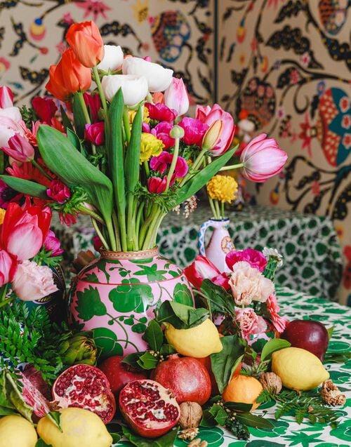 La Doublej Bubble Vase Wildbird Rosa/Verde In Porcelain