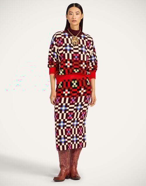 La Doublej Byte Skirt Multicolor Pink & Blue In Viscose Mix