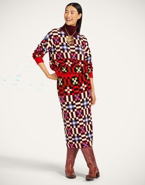 La Doublej Byte Skirt Multicolor Pink & Blue In Viscose Mix