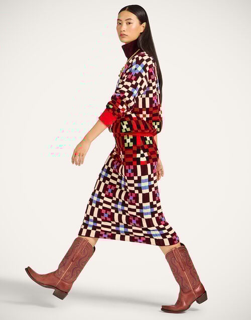 la doublej Byte Skirt Multicolor Pink & Blue in Viscose Mix