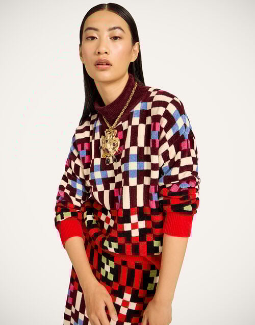 La Doublej Byte Turtleneck Multicolor Pink & Blue In Viscose Mix