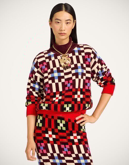 la doublej Byte Turtleneck Multicolor Pink & Blue in Viscose Mix