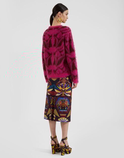 La Doublej Camden Jumper Fuchsia & Bordeaux In Brushed Wool