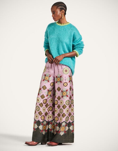 La Doublej Camden Jumper Solid Turquoise In Brushed Wool