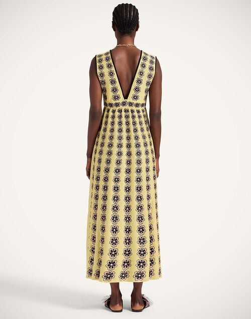 La Doublej Caper Dress Multicolor Gold & Pink In Viscose Jacquard