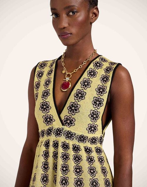 La Doublej Caper Dress Multicolor Gold & Pink In Viscose Jacquard