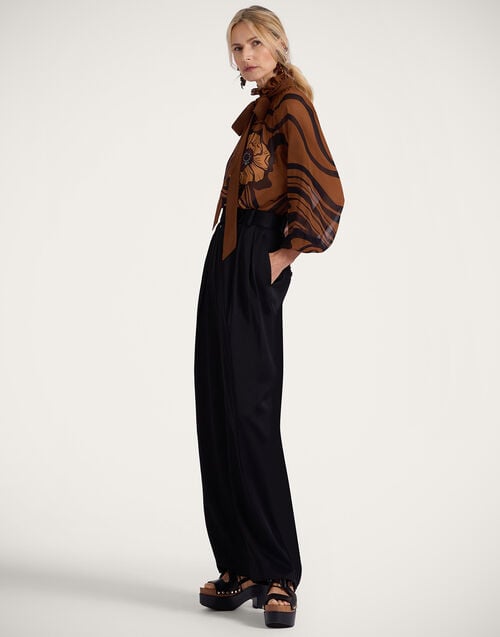 La Doublej Cerere Blouse Big Blooms Placée Brown In Silk Chiffon