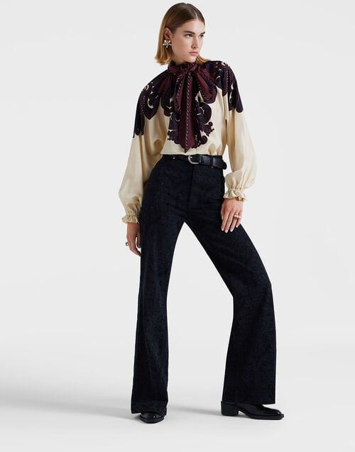 La Doublej Cerere Blouse Corsini Placée Cream In Silk Voile