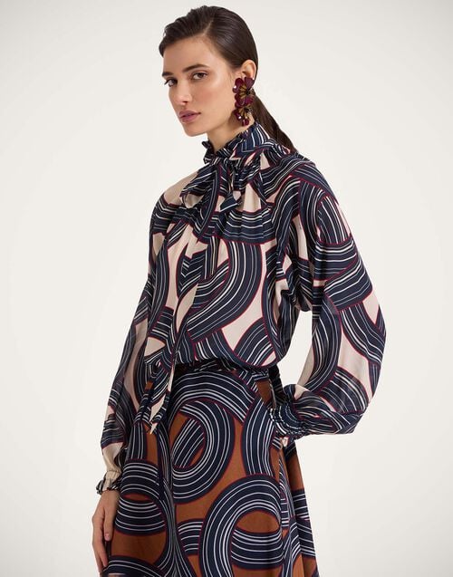 la doublej Cerere Blouse Montecarlo Cream in Crepe Marocain