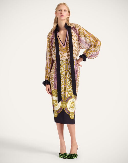 La Doublej Cerere Blouse Pagoda Placée Pink In Silk Chiffon