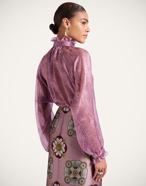 La Doublej Cerere Blouse Solid Dusty Pink In Silk Organdie