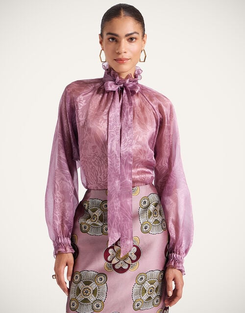 La Doublej Cerere Blouse Solid Dusty Pink In Silk Organdie