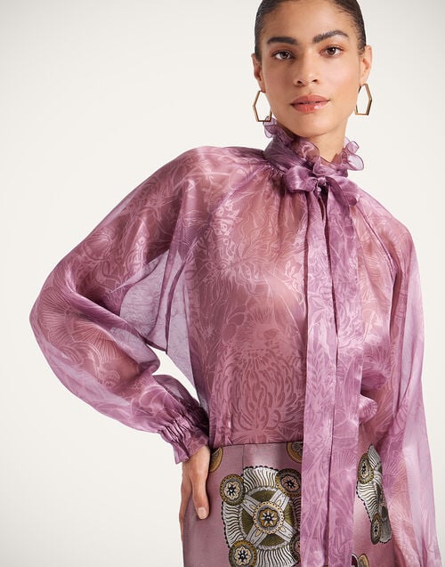 la doublej Cerere Blouse Solid Dusty Pink in Silk Organdie