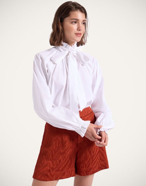 la doublej Cerere Blouse Solid White in Tailor Poplin