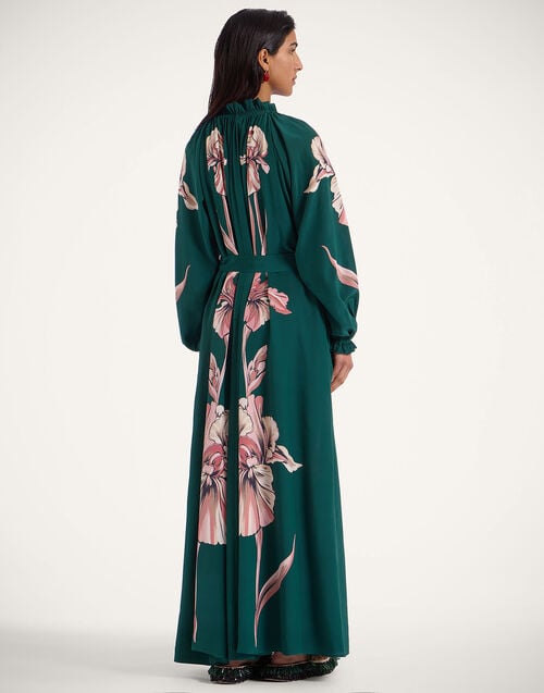 La Doublej Cerere Dress Iris Placée Dark Green In Crepe De Chine