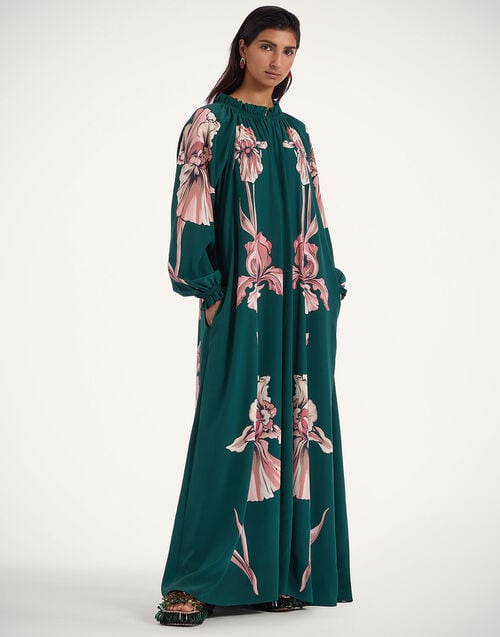 La Doublej Cerere Dress Iris Placée Dark Green In Crepe De Chine