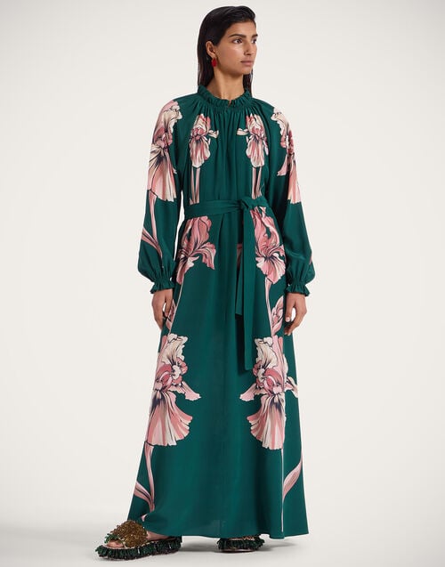 La Doublej Cerere Dress Iris Placée Dark Green In Crepe De Chine