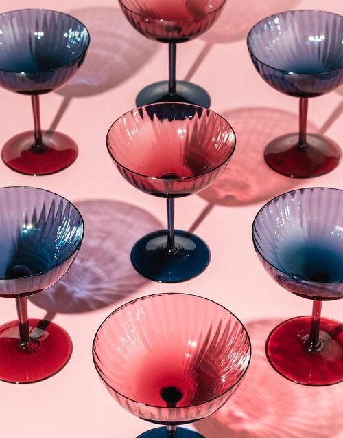 La Doublej Champagne Coupe Set Of 2 Blu Fumé In Murano Glass