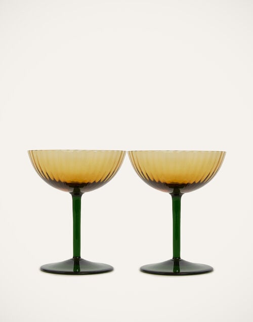 la doublej Champagne Coupe Set of 2 Giallo in Murano Glass