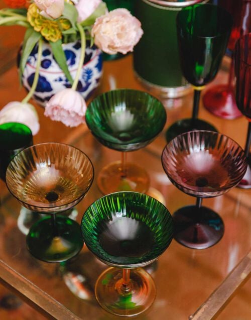 La Doublej Champagne Coupe Set Of 2 Verde In Murano Glass