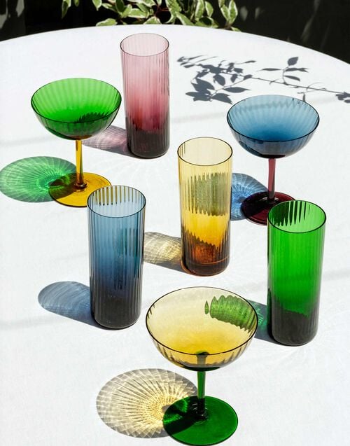 La Doublej Champagne Coupe Set Of 2 Verde In Murano Glass