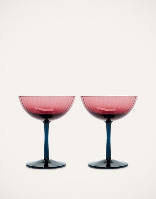 la doublej Champagne Coupe Set of 2 Viola in Murano Glass