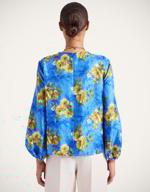 La Doublej Charming Top Riptide Light Blue In Silk Twill