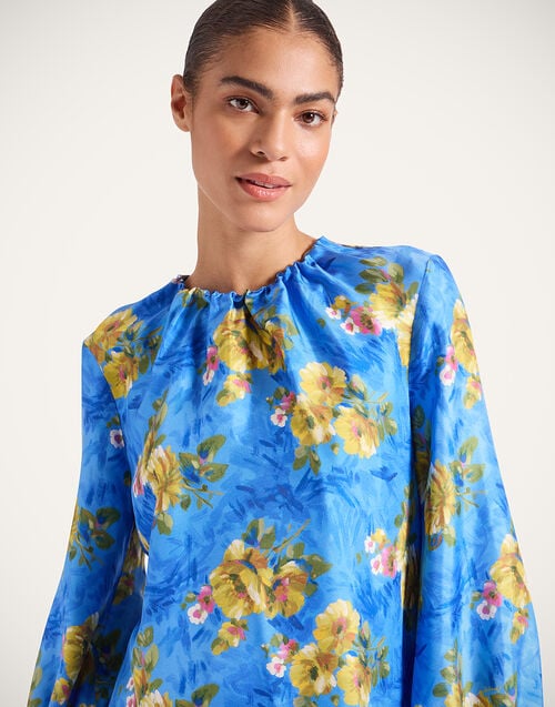 La Doublej Charming Top Riptide Light Blue In Silk Twill